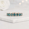 Round Cut Blue Lab Grown Diamond Half Eternity Wedding Band Ring