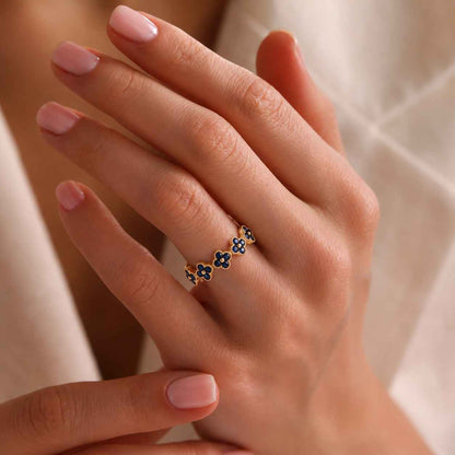 blue gemstone ring floral band ring flower band silver band women jewelry floral design ring blue crystal ring statement band stacking band