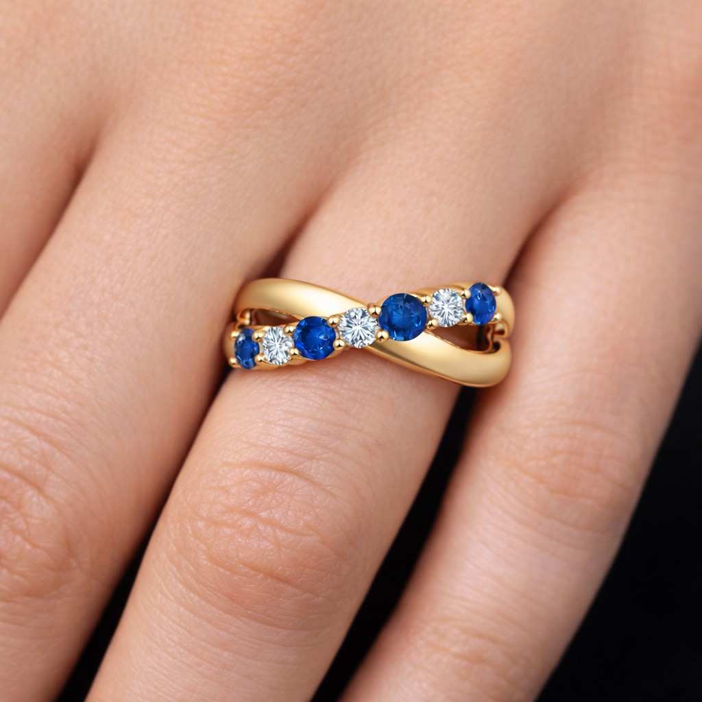 blue jewelry anniversary band engagement band promise jewelry modern jewelry stylish band stack ring layered ring crossover band polished silver elegant jewelry