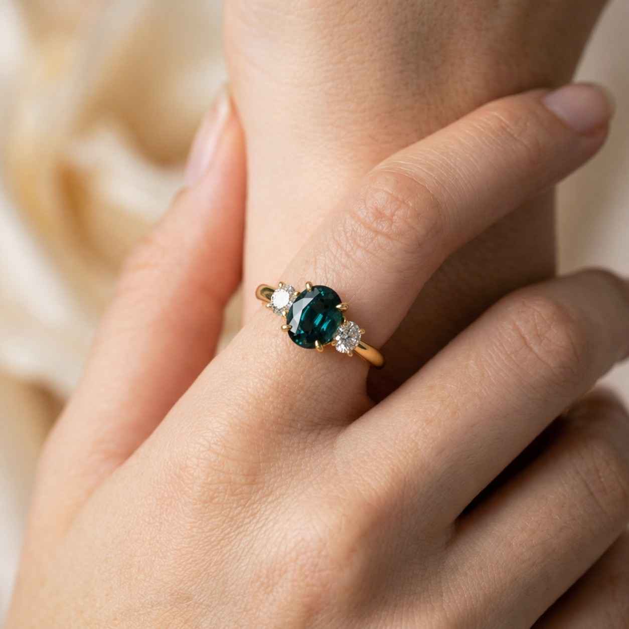 blue sapphire ring oval sapphire ring diamond accent ring yellow gold ring solitaire ring bridal set ring engagement jewelry women jewelry gemstone engagement fine ring