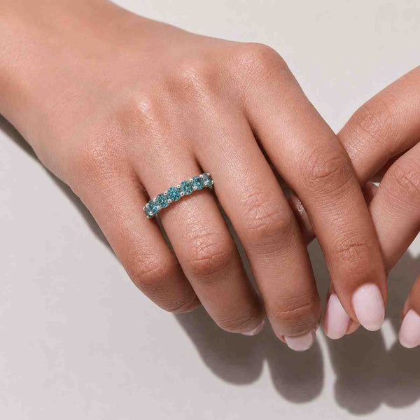 blue stone band round stone band eternity ring band wedding ring band anniversary ring