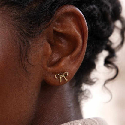 bow knot earrings satin bow style loop bow earrings tied bow earrings ribbon knot studs elegant bow studs petite bow jewelry modern gold studs cute stud