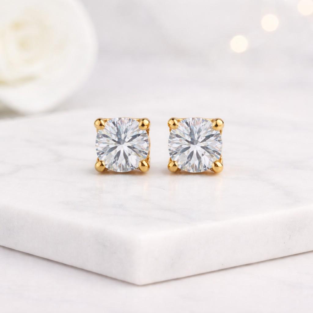 brilliant cut earrings faceted stone earrings modern cut studs elegant cut earrings timeless cut studs