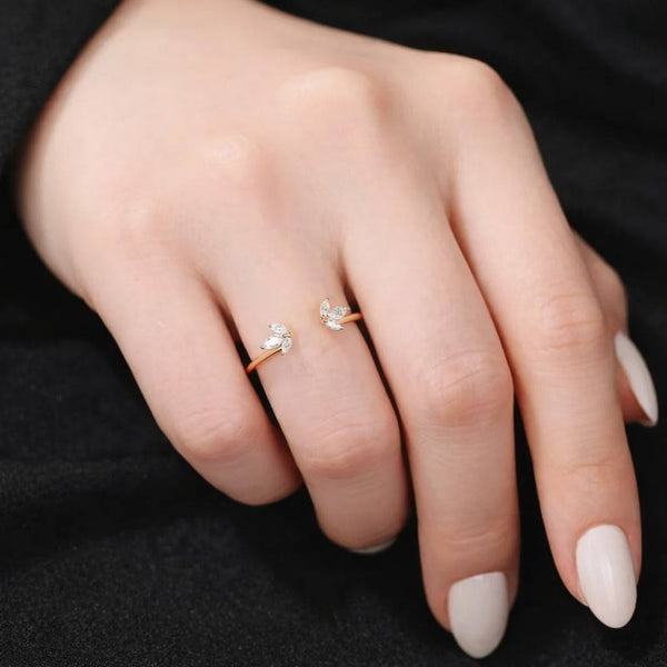 butterfly wrap ring open cuff ring marquise butterfly ring rose ring leaf cluster ring gemstone ring slim band ring
