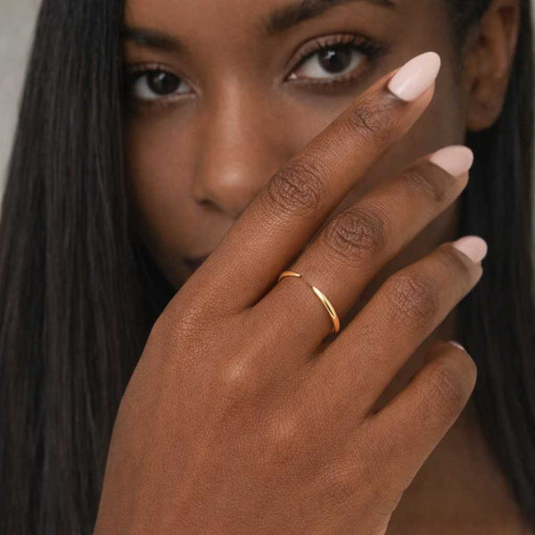 bypass ring nail ring open cuff ring curved band ring smooth band ring dome ring mirror finish ring designer ring