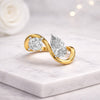 Round & Pear Cut Lab Grown Diamond Carved Engagement Ring