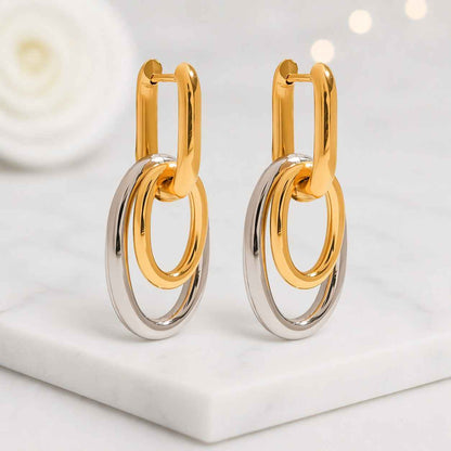 casual earrings dressy earrings secure clasp earrings comfort earrings fashion jewelry earrings ladies earrings pair earrings linked hoops earrings metal earrings artisan earrings handcrafted look earrings premium earrings versatile earrings