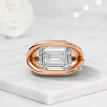 certified diamond ring forever stone ring brilliant cut stone emerald cut diamond emerald cut moissanite emerald cut lab diamond emerald cut cubic zirconia gemstone engagement ring gemstone solitaire ring gemstone bridal ring