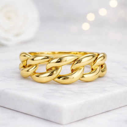 chain ring chunky ring gold chain ring link ring curb chain ring statement ring bold ring wide band ring chain band ring modern ring fashion ring women ring unisex ring stackable ring everyday ring