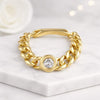 Round Cut Lab Grown Diamond Bezel Set Cuban Link Ring