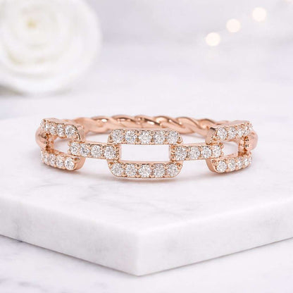 chain ring gold chain ring link ring rectangle ring open link ring pave ring crystal ring stackable ring women ring dainty ring thin band ring trendy ring fashion ring