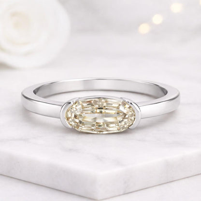 champagne diamond ring yellow gemstone ring pale stone ring neutral gemstone ring soft color ring oval crystal ring