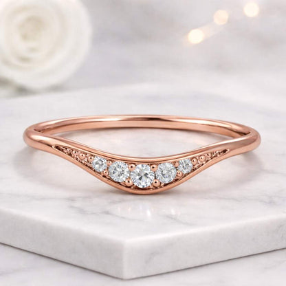 chevron ring curved ring v ring contour ring nesting ring diamond ring rose gold ring stackable ring wishbone ring