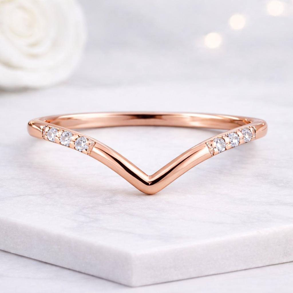 chevron ring v ring curved ring wishbone ring stacking ring contour ring nesting ring curved band v band wedding band
