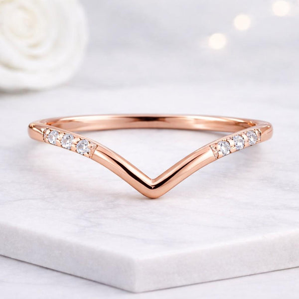 chevron ring v ring curved ring wishbone ring stacking ring contour ring nesting ring curved band v band wedding band