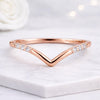 Chevron Lab Grown Diamond Curved Yellow Gold Wedding Band Ring
