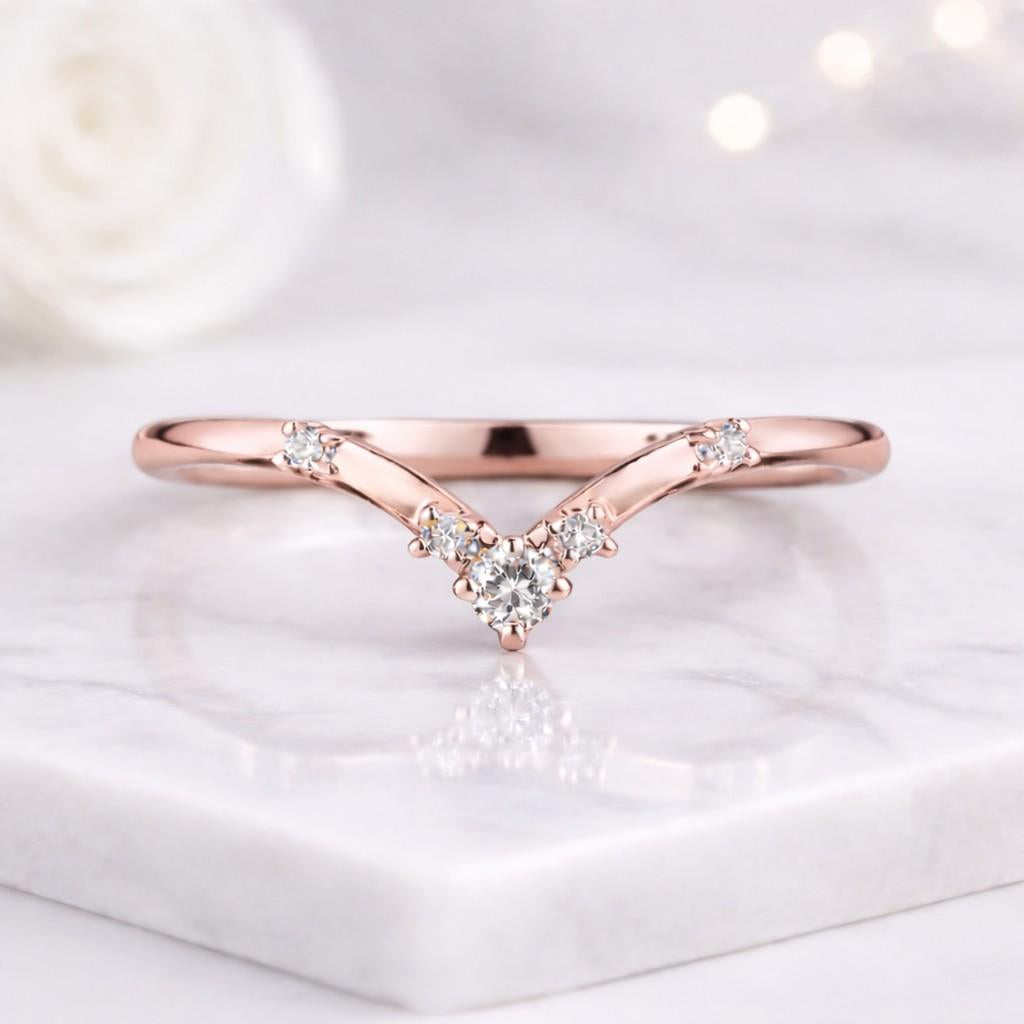 chevron ring v ring curved ring wishbone ring stacking ring diamond ring dainty ring slim ring women ring