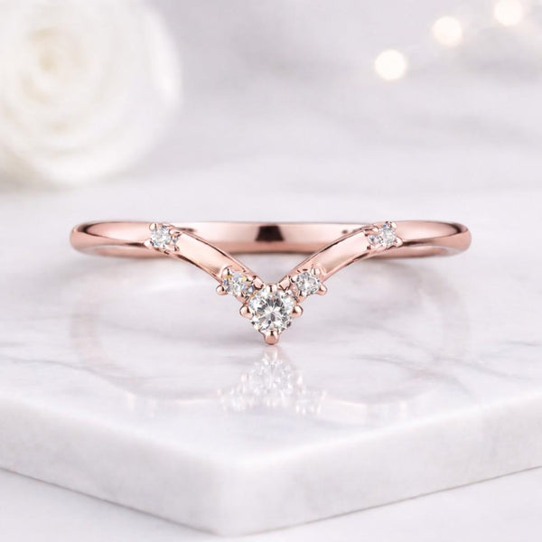 chevron ring v ring curved ring wishbone ring stacking ring diamond ring dainty ring slim ring women ring