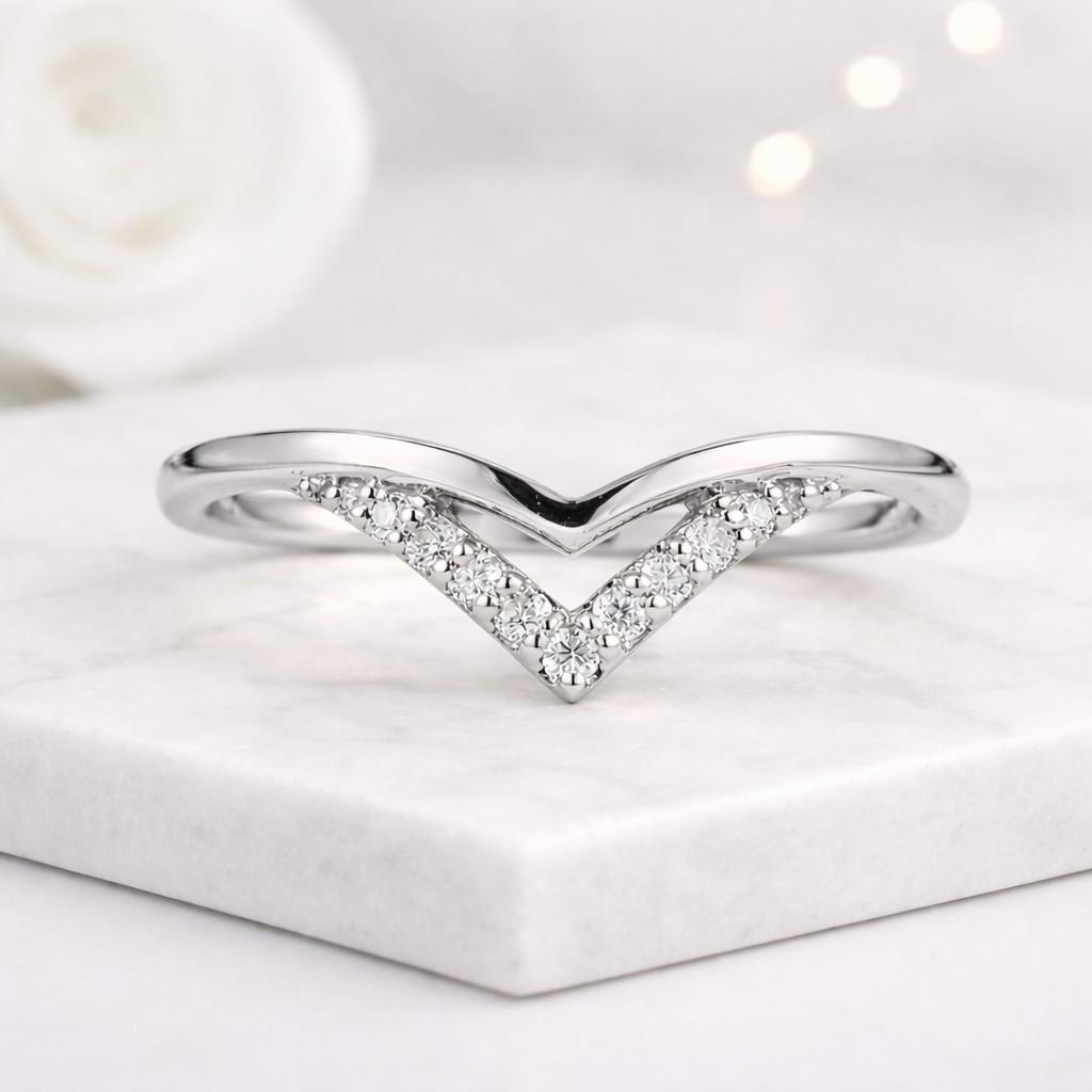 chevron ring v ring wishbone ring curved ring nesting ring contour ring stackable ring lab grown ring diamond band