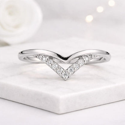 chevron ring v ring wishbone ring curved ring nesting ring contour ring stackable ring lab grown ring diamond band