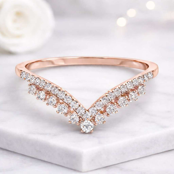 chevron ring v ring wishbone ring curved ring stacking ring diamond band pave ring contour ring crown ring