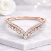14K Rose Gold Round Cut Lab Grown Diamond Chevron Wedding Band Ring