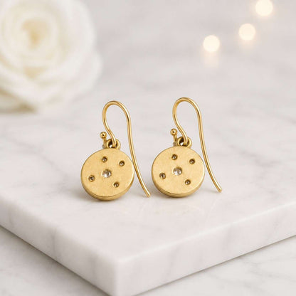 chic earrings cute earrings timeless earrings statement earrings artisan jewelry brushed finish earrings gold charm earrings dangling earring