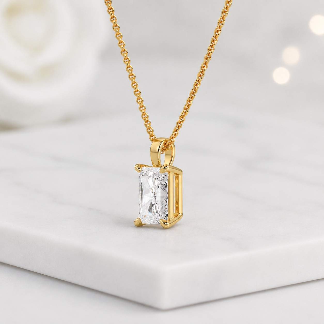 chic necklace simple pendant luxury necklace clear stone necklace charm box style stone polished pendant