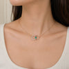 14K Rose Gold Emerald Diamond Circle Pendant Necklace