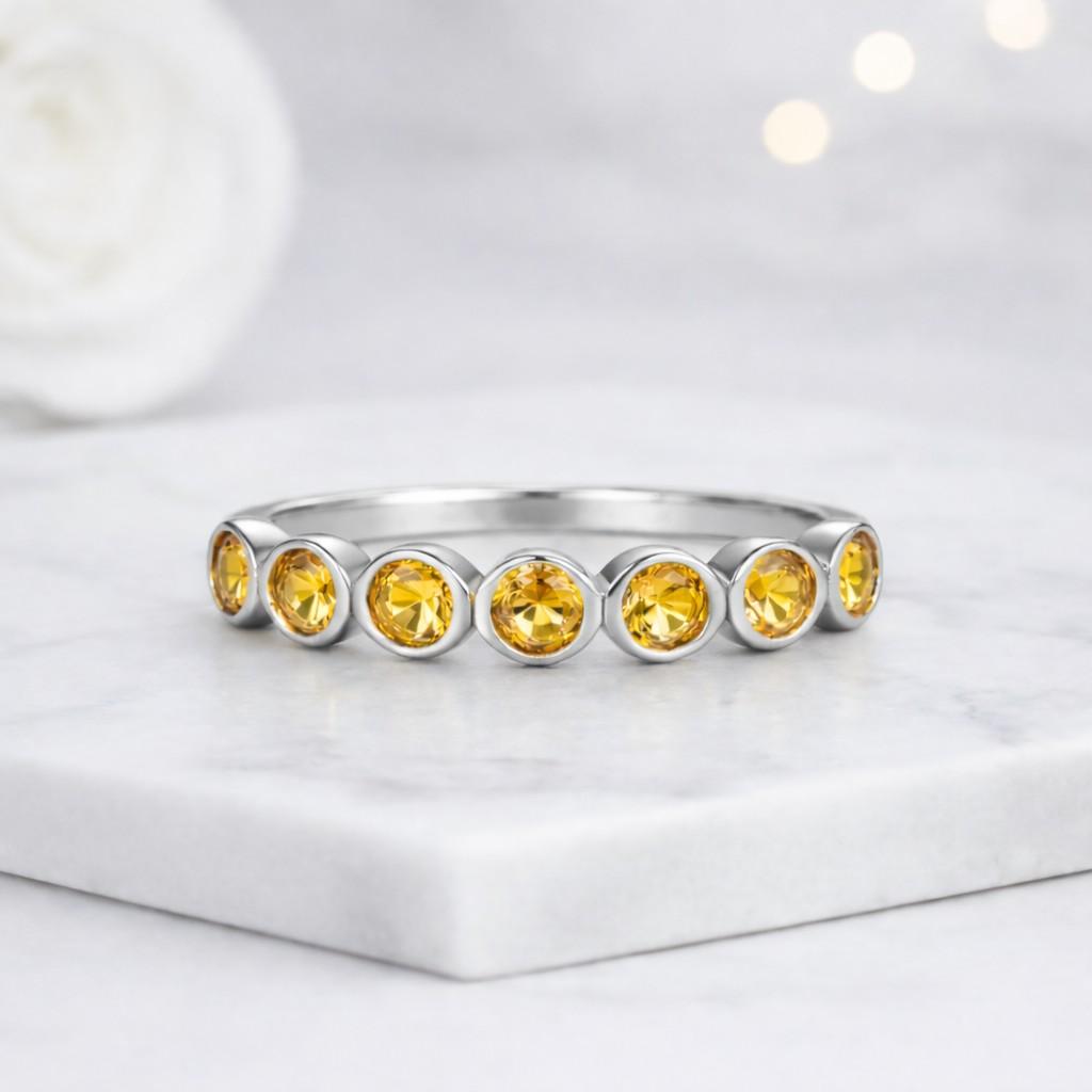citrine ring gemstone ring gold ring eternity ring stackable ring bezel ring band ring yellow stone ring dainty ring thin band ring womens ring promise ring everyday ring minimalist ring round stone ring