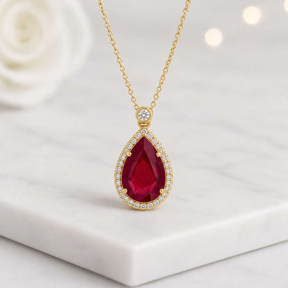 classic necklace fine necklace women jewelry drop necklace gemstone jewelry red crystal pendant luxury necklace polished necklace