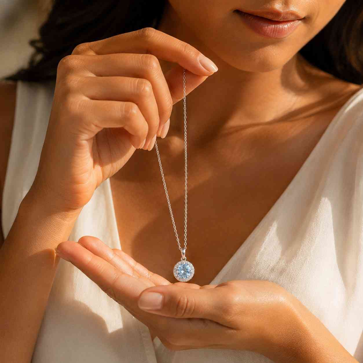 classic pendant delicate chain women jewelry modern pendant polished gold necklace luxury necklace sparkling pendant