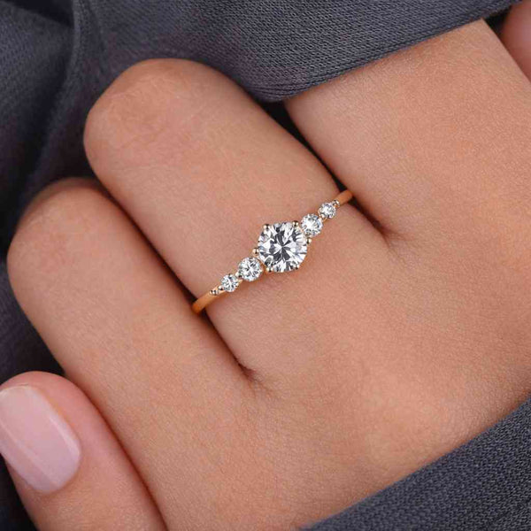 classic ring elegant ring polished ring prong setting side stone ring three stone look slim band comfort fit luxury ring everyday ring simple band