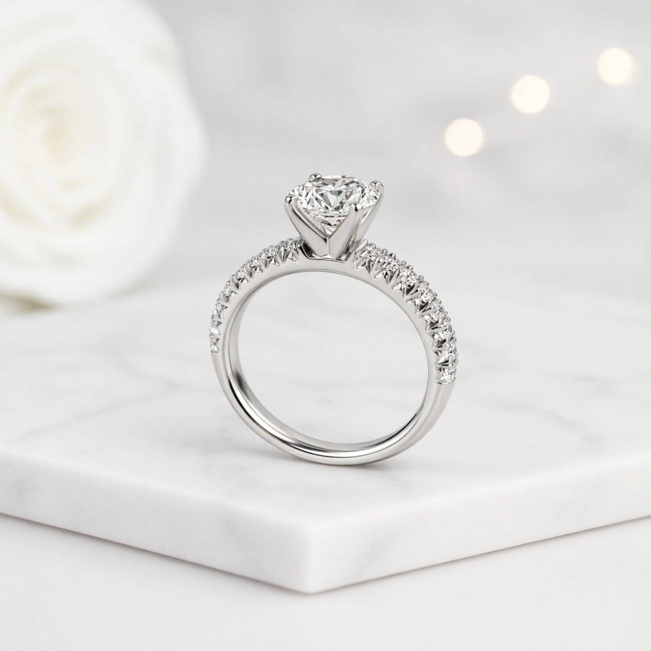 classic ring elegant ring prong setting four prong ring halo free ring band ring anniversary ring bridal jewelry engagement jewelry wedding jewelry round stone ring