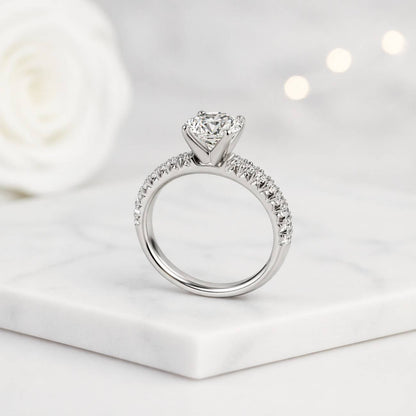 classic ring elegant ring prong setting four prong ring halo free ring band ring anniversary ring bridal jewelry engagement jewelry wedding jewelry round stone ring