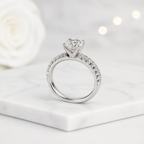 classic ring elegant ring prong setting four prong ring halo free ring band ring anniversary ring bridal jewelry engagement jewelry wedding jewelry round stone ring