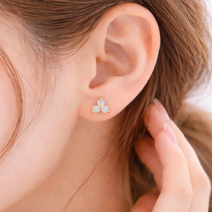 cluster earrings triangle cluster earrings three stone earrings gold cluster studs crystal cluster earrings
