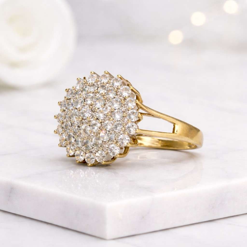 cluster ring flower ring halo ring statement ring cocktail ring round cluster floral ring sparkle ring crystal ring