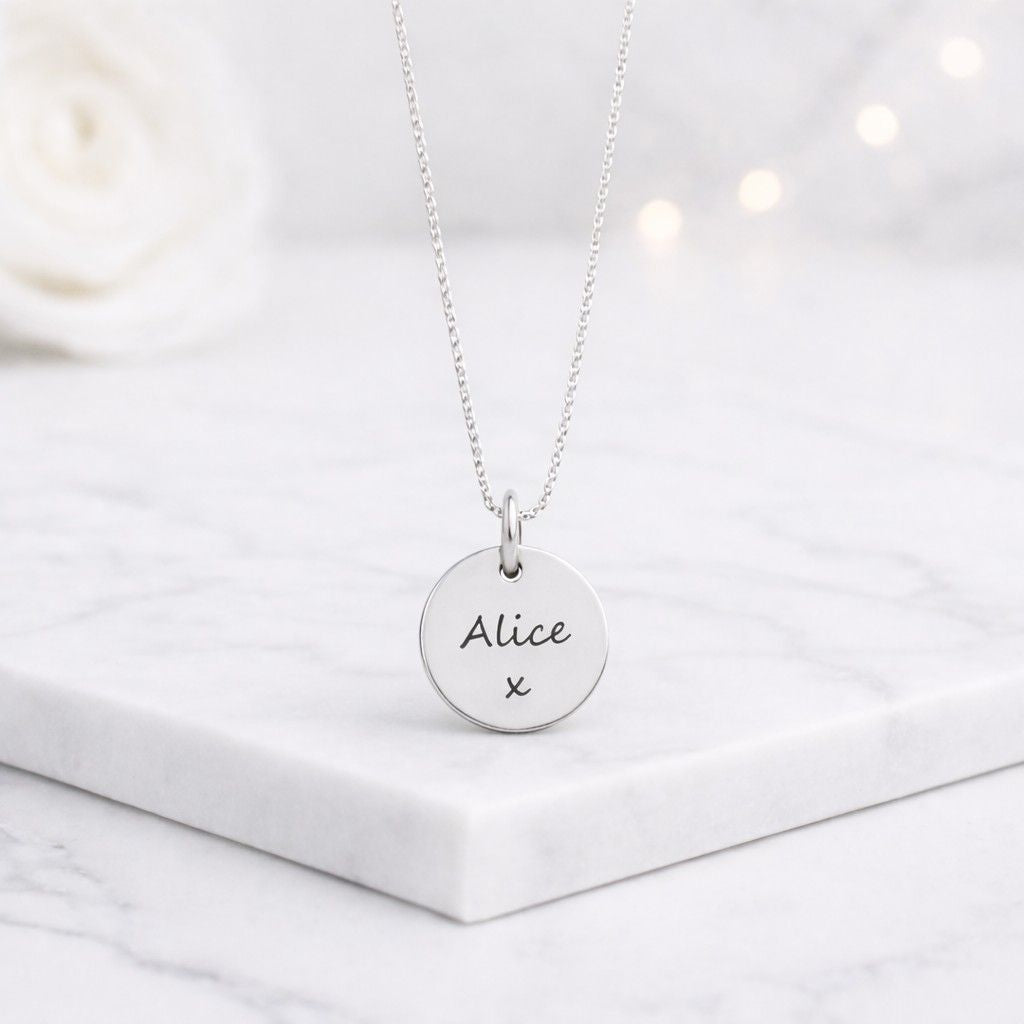 coin necklace engraved pendant initial pendant custom necklace gold disc necklace letter charm necklace round charm necklace personalized jewelry monogram pendant