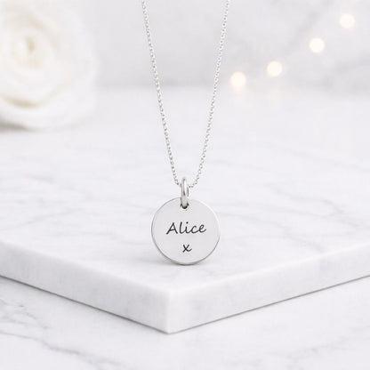 coin necklace engraved pendant initial pendant custom necklace gold disc necklace letter charm necklace round charm necklace personalized jewelry monogram pendant