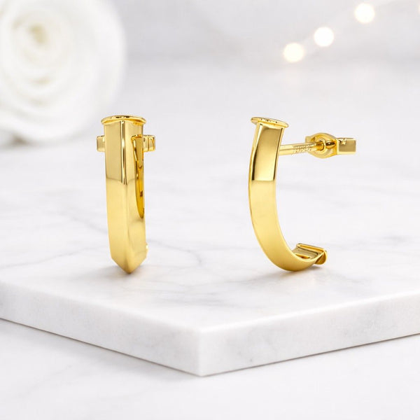 crescent earrings arc earrings curved bar earrings wide hoop earrings tube hoop earrings thick gold earrings sculptural earrings