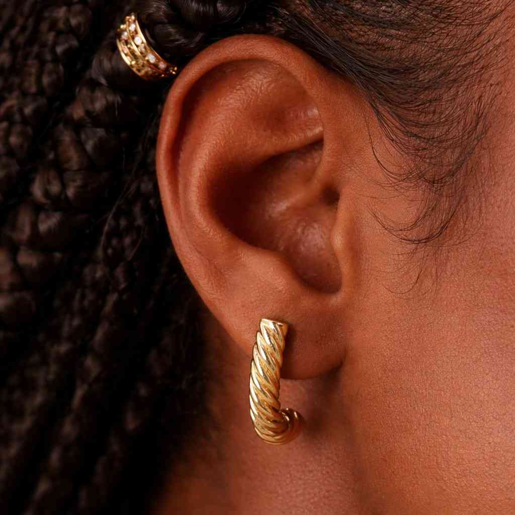 croissant hoop earrings rope texture earrings twisted gold hoops braided hoop earrings puffy hoop earrings oval hoop earrings semi hoop earrings half hoop earrings
