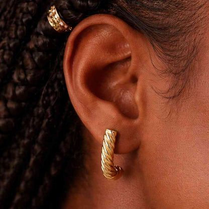 croissant hoop earrings rope texture earrings twisted gold hoops braided hoop earrings puffy hoop earrings oval hoop earrings semi hoop earrings half hoop earrings