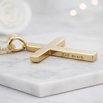 cross chain necklace cross pendant chain gold chain necklace christian pendant religious pendant faith pendant memorial pendant remembrance necklace keepsake pendant polished pendant