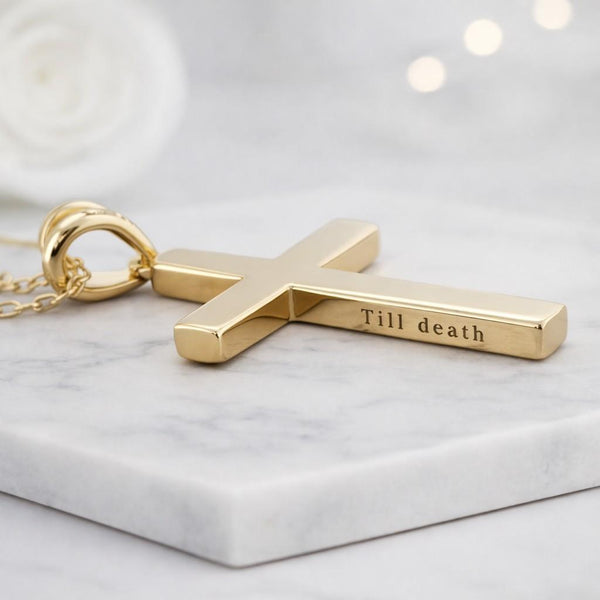 cross chain necklace cross pendant chain gold chain necklace christian pendant religious pendant faith pendant memorial pendant remembrance necklace keepsake pendant polished pendant