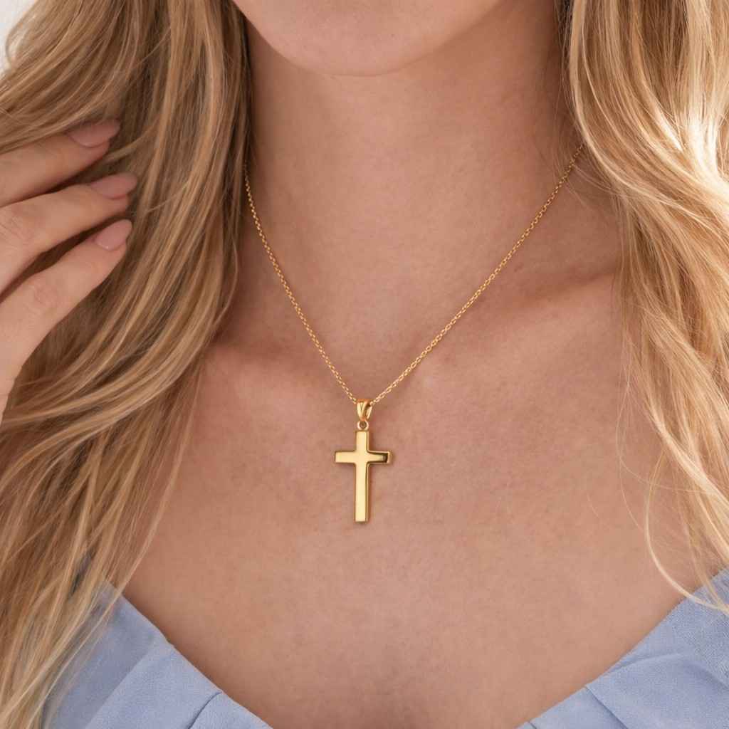 cross classic cross simple cross plain cross sleek pendant vertical cross modern cross fine necklace everyday necklace devotional jewelry spiritual necklace baptism gift confirmation gift memorial necklace