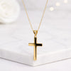 14K Gold Engraved Cross Pendant Necklace