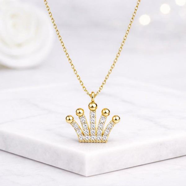 crown necklace gold crown necklace princess necklace queen necklace royal jewelry crown pendant dainty necklace