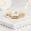 Round Cut Lab Grown Diamond Curved Chevron Wedding Band