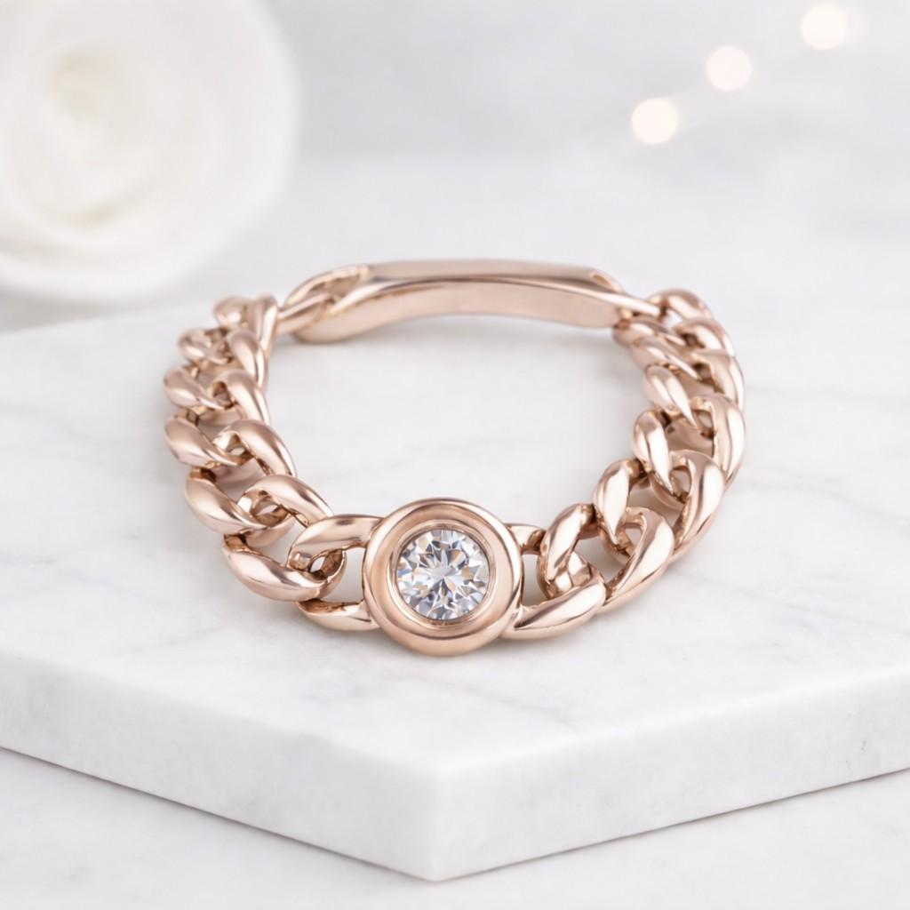 cuban link ring chain band ring bezel set ring round cut ring thick band ring gold band ring designer ring